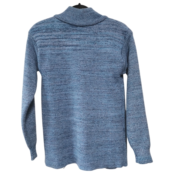 Pollen Sweaters Pure Washable Wool Zipper Cartigan Blue, Small - Picture 6 of 6